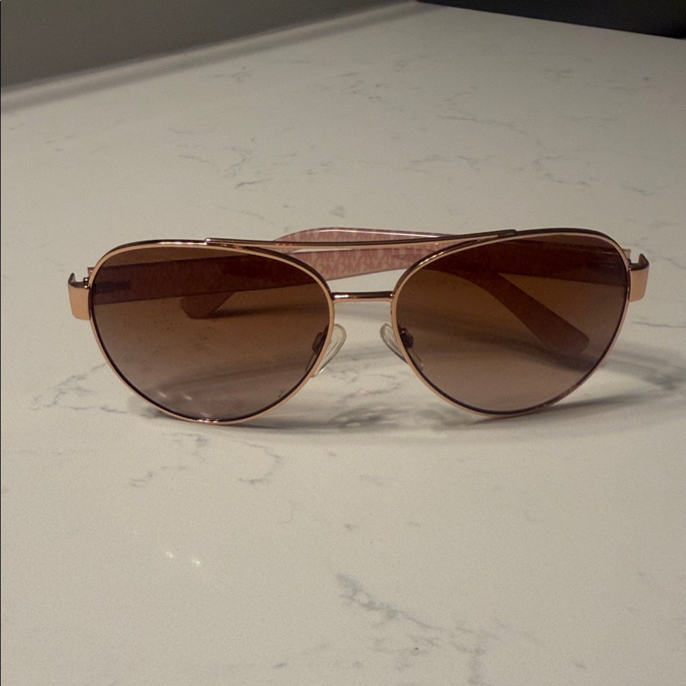 Michael Kors Gold and Brown Aviator Sunglasses